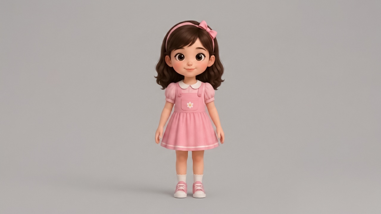 Média 1 pour l'article Stylized Cartoon Girl Character – Rigged T-Pose | Game Ready | 3D Model