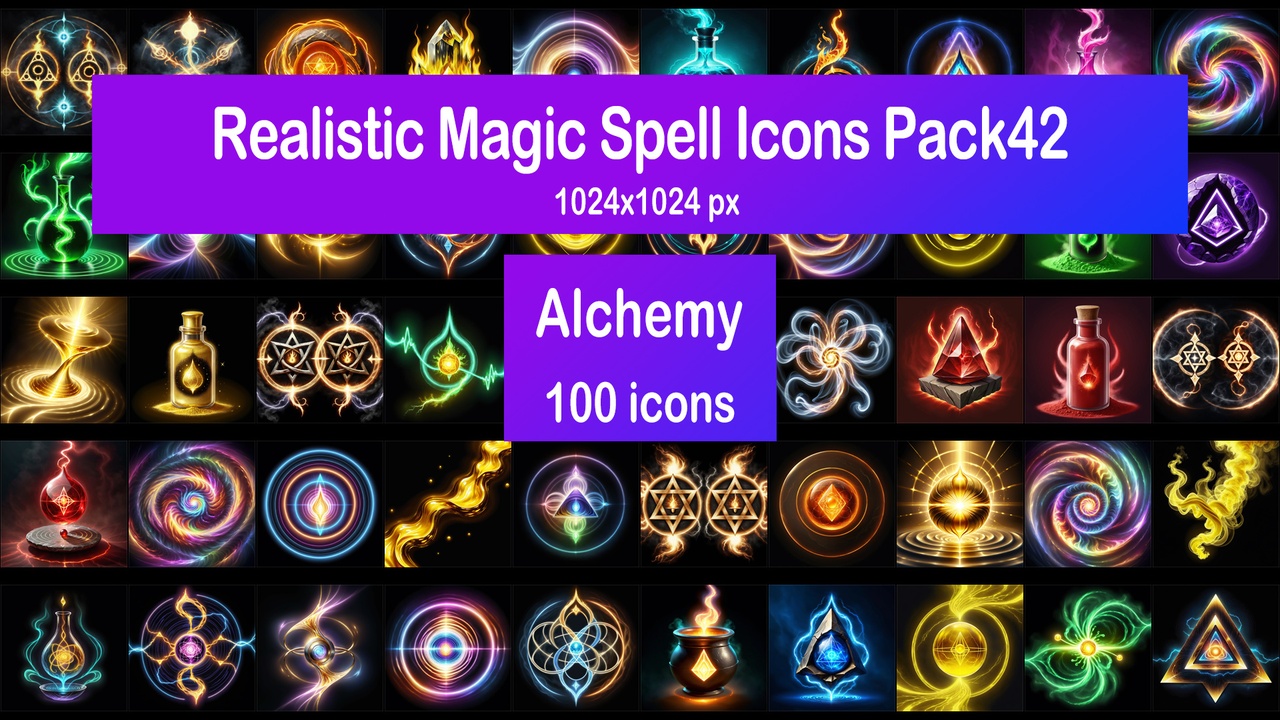 Media 1 for listing Realistic Magic Spell Icons Pack42 - Alchemy