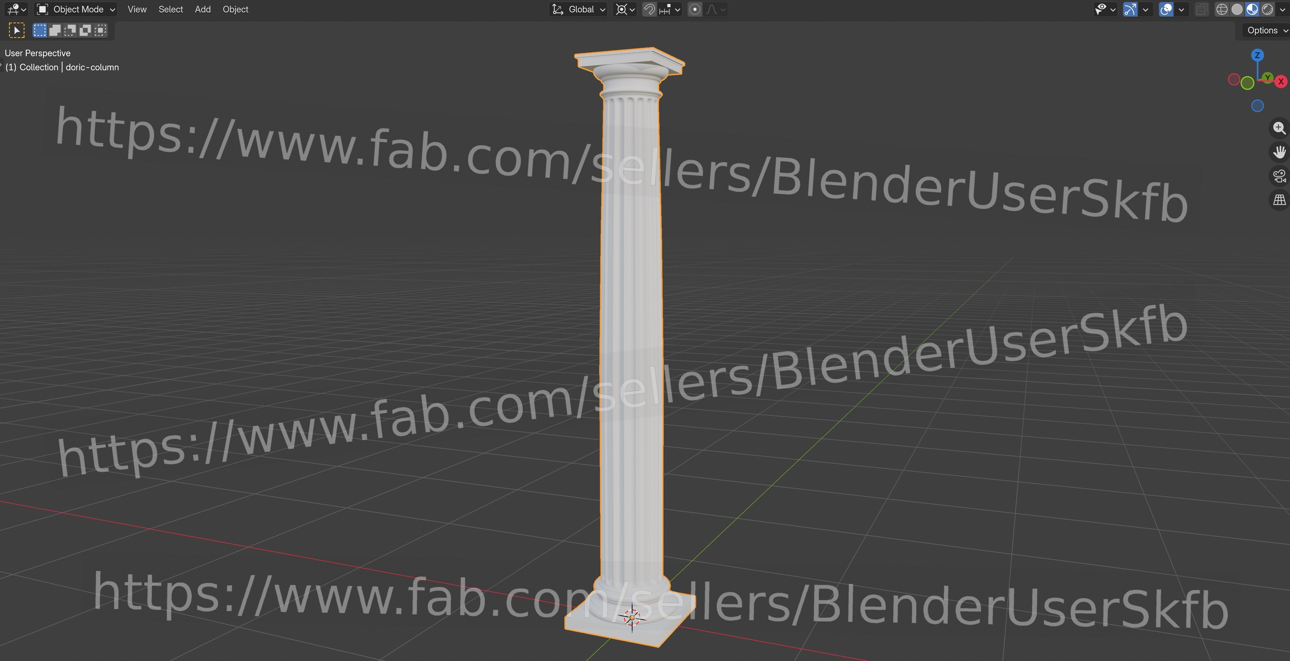 Media 1 for listing Classic Doric Column Mesh for Games, Rendering and 3D Printing