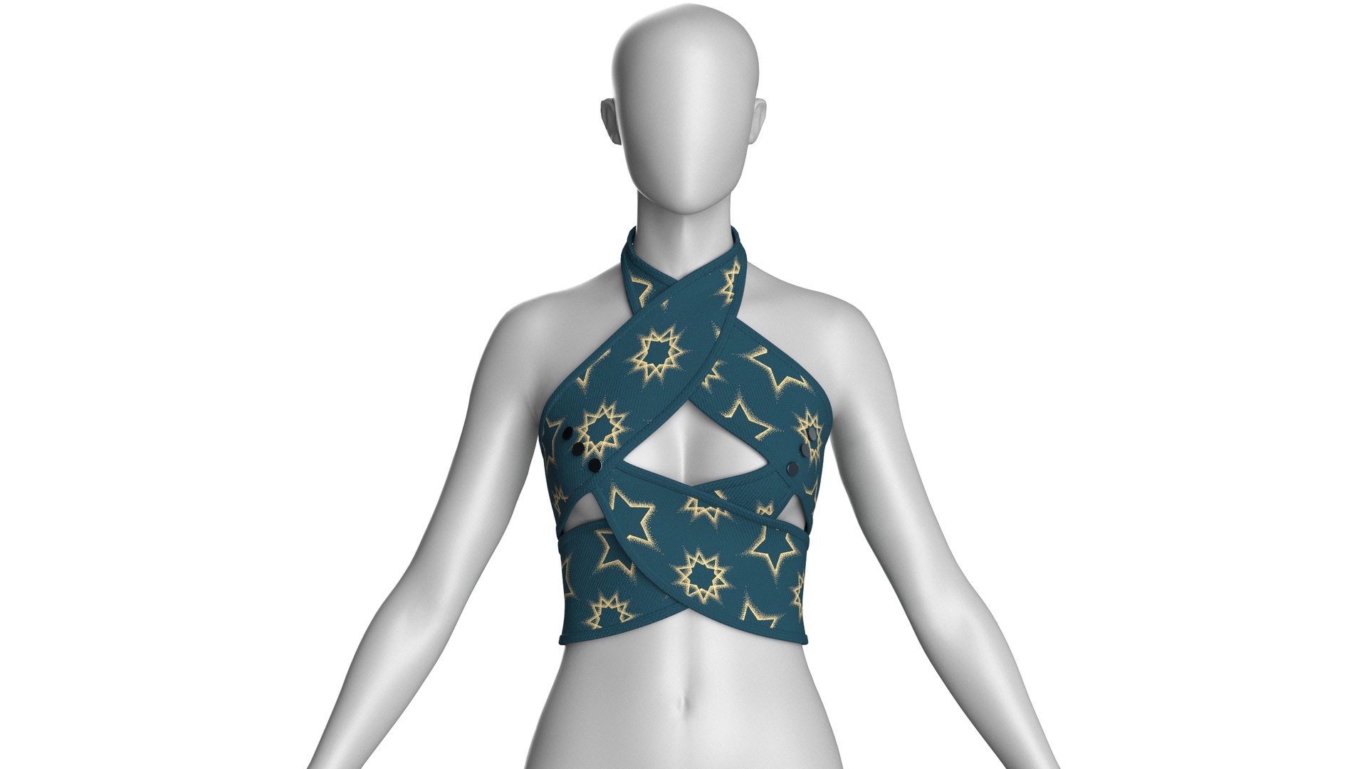 Media 1 for listing Girls Star Printed Wrap - Style Bralette | High Poly