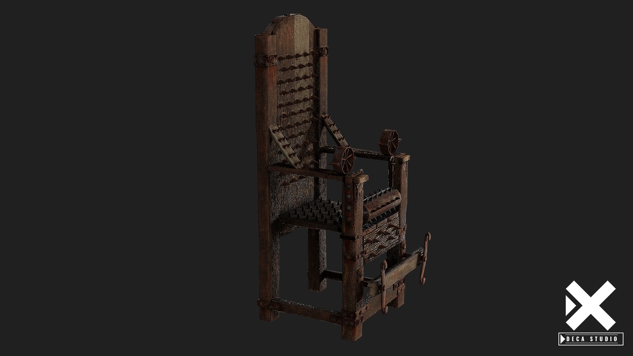 Media 1 for listing Medieval Torture Chair — Iron Spike Seat & Mechanical Restraints | Historical Du