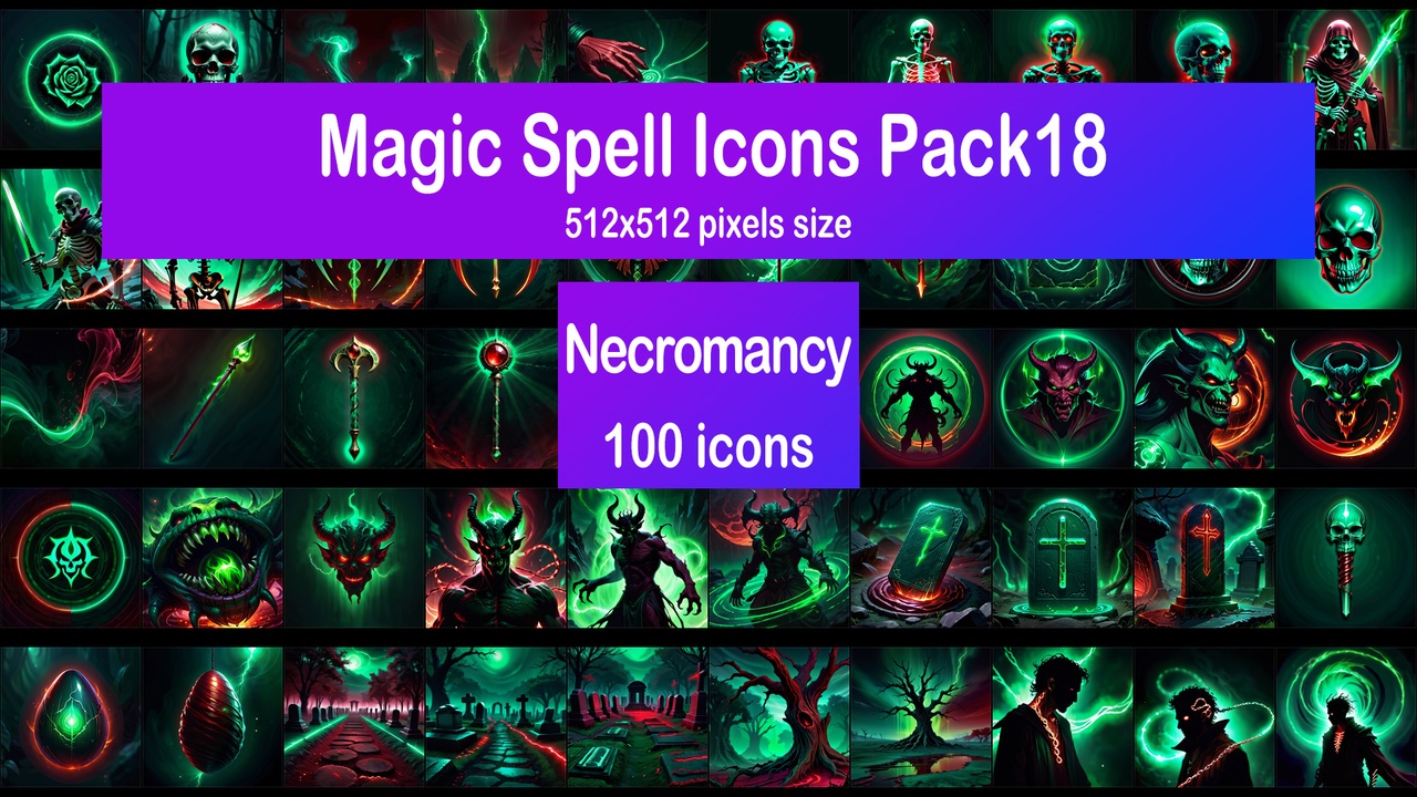 Media 1 for listing Magic Spell Icons Pack18 - Necromancy