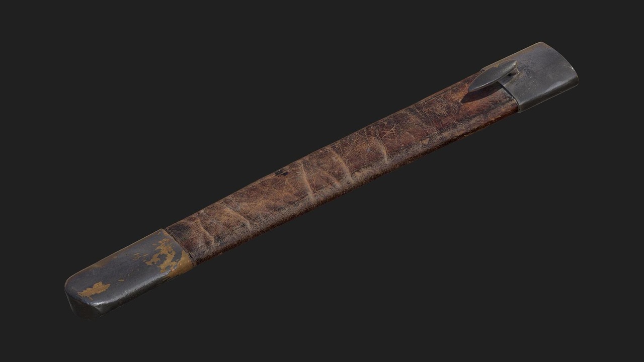 Media 1 for listing Historic Medieval Weapon Scabbard Steel Worn 01
