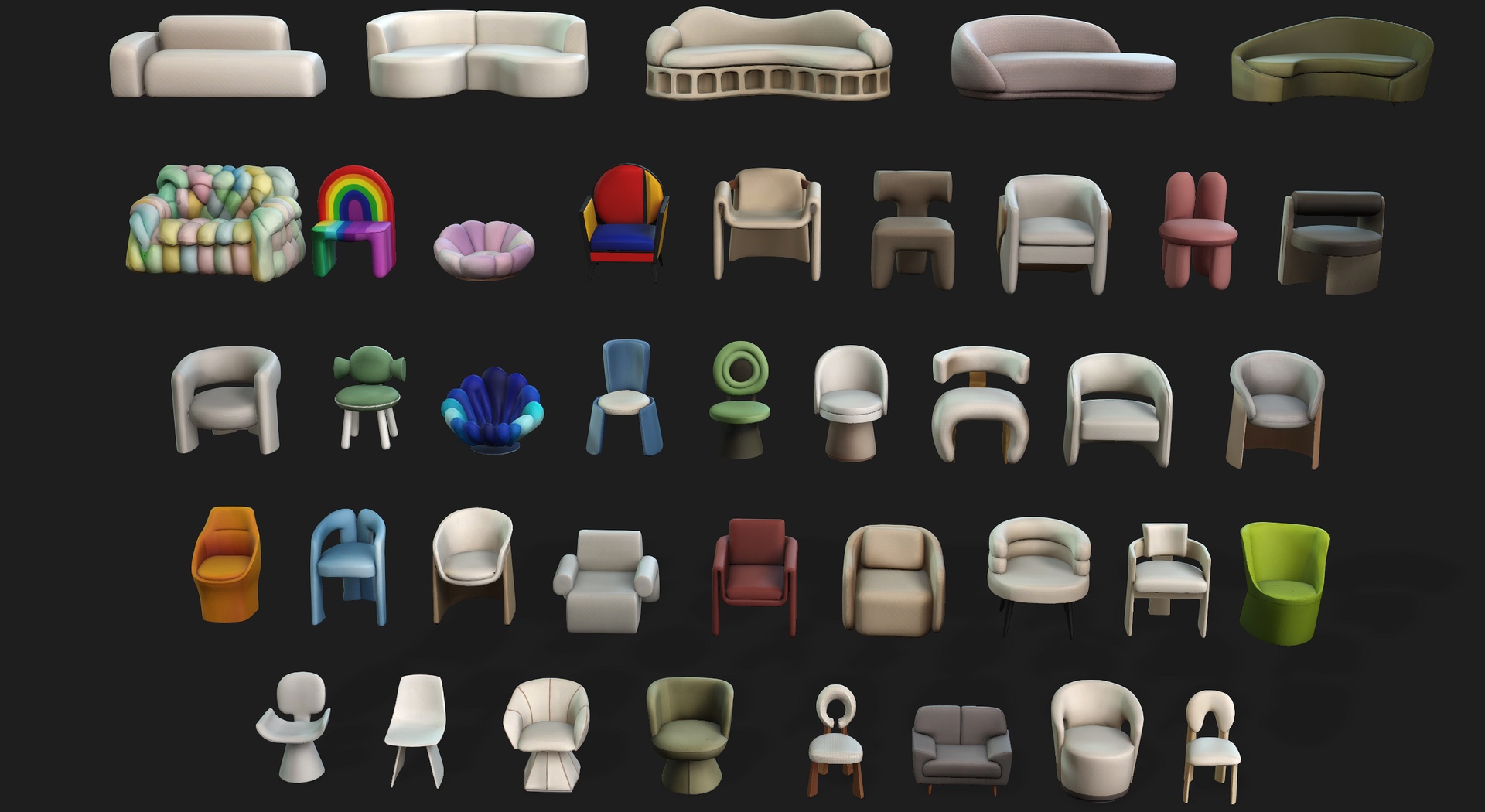 Media 1 for listing Stylized Furniture Pack 8 | Chairs, Sofas