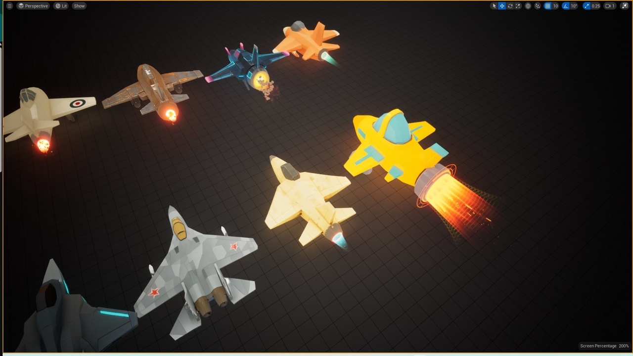 Media 1 for listing Stylized Jet, Spacecraft & Aircraft Pack with Niagara Jet Thruster VFX