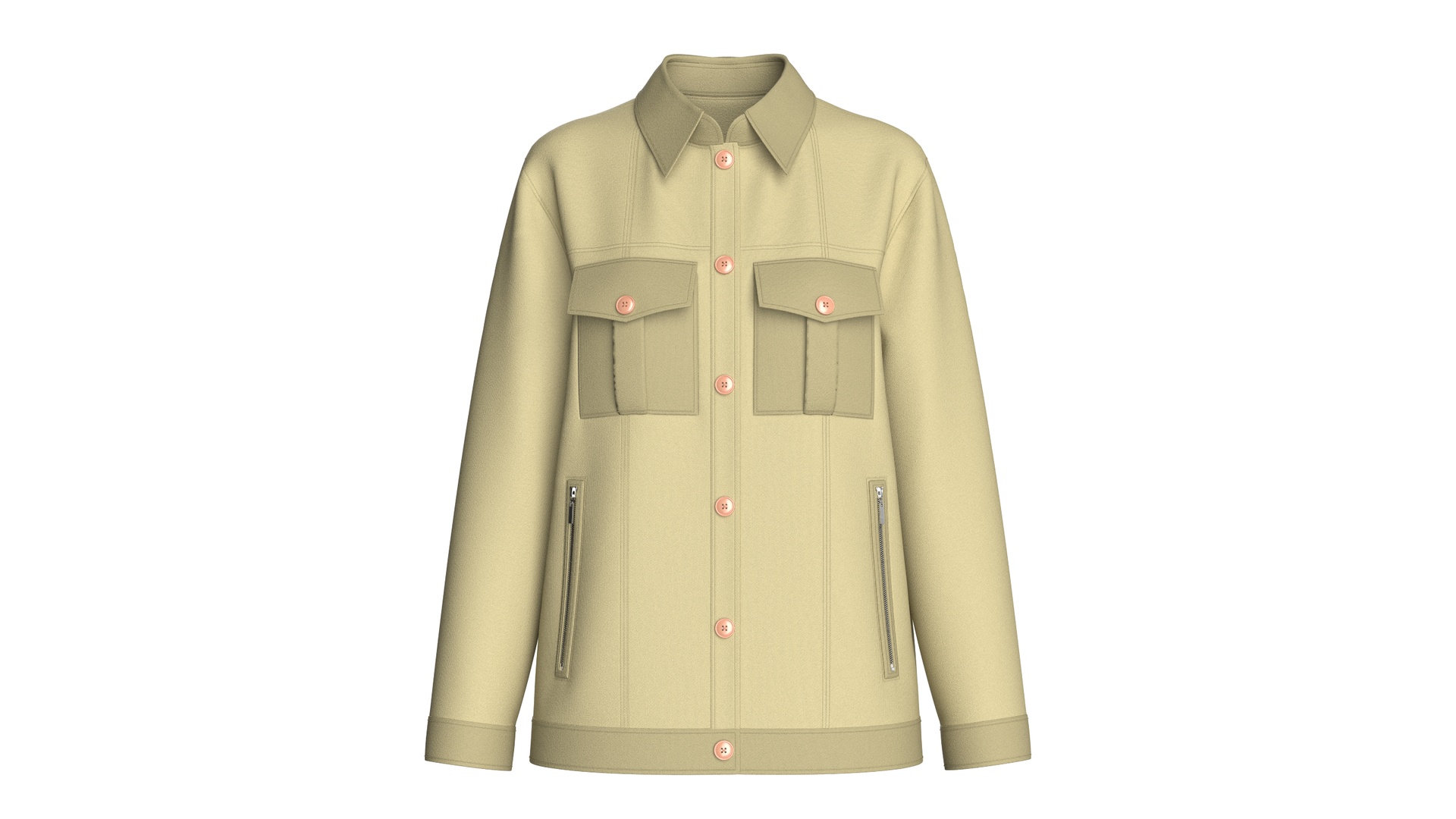 Media 1 for listing Girls Button - Up Jacket With Cargo Pockets | High Poly