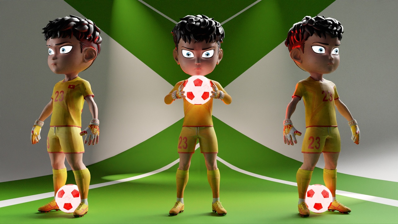 Medium 1 für Eintrag Chibi Boy Football and Ball Effect Low-poly 3D model