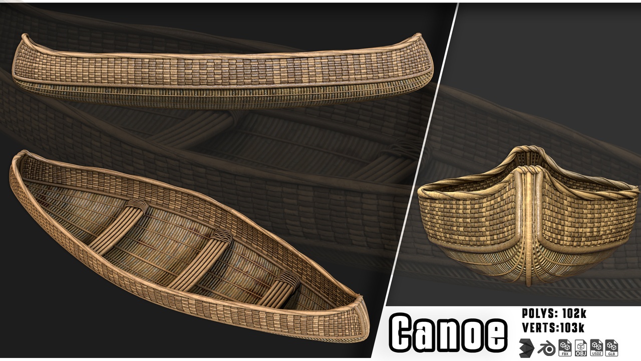 Media 1 for listing Handcrafted Woven Canoe