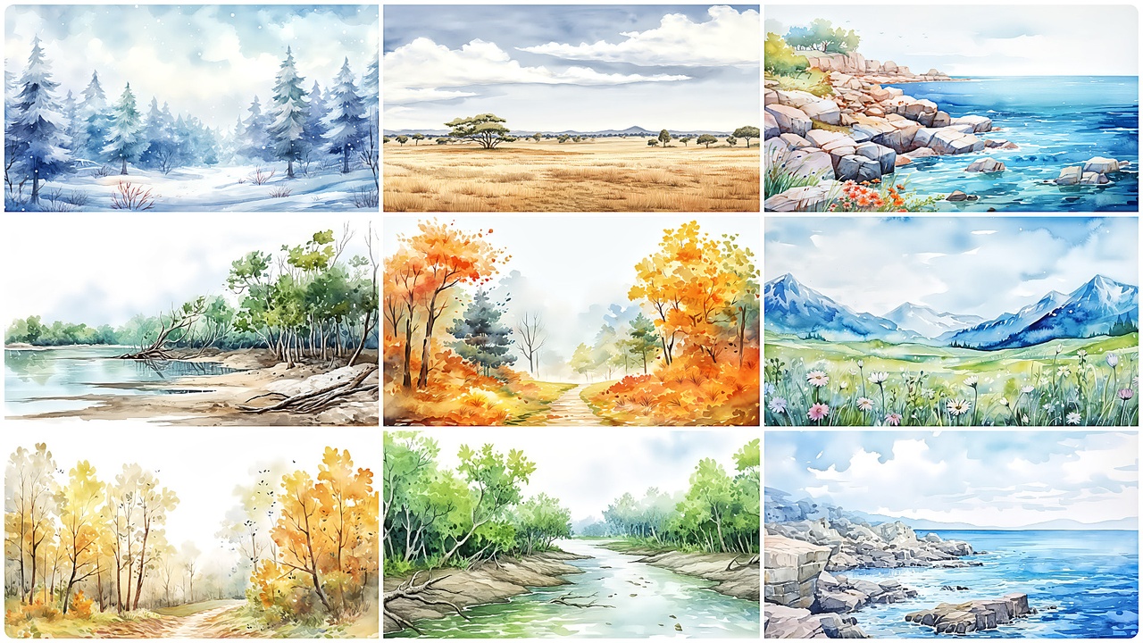 Media 1 for listing BACKGROUND - Watercolor Nature 2