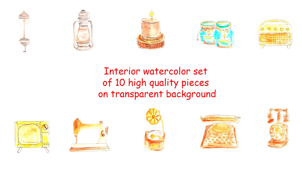 Media 1 for listing Watercolor Interior Set 10 pcs