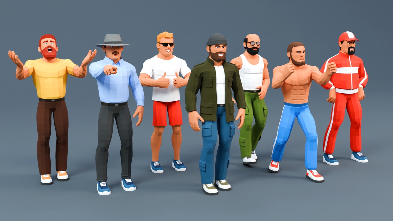 出品Modular man low-poly stylizedのメディア1