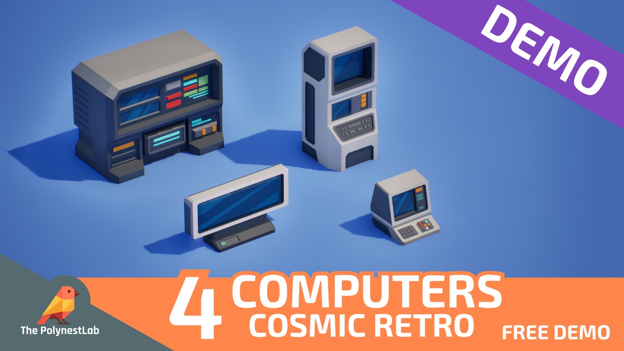 Media 1 for listing [FREE] Low Poly Sci-Fi Computers Demo - 4 Retro Sample Props