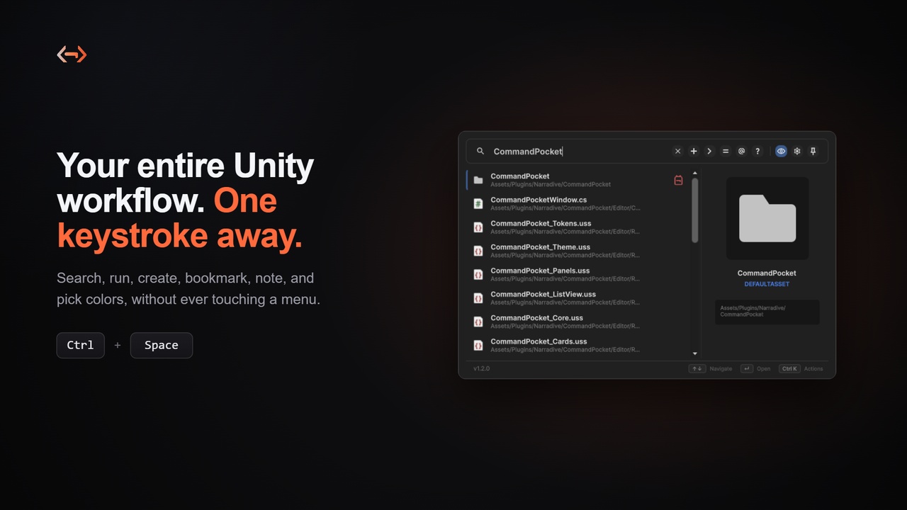 Media 1 for listing Command Pocket - Command Palette & Productivity for Unity