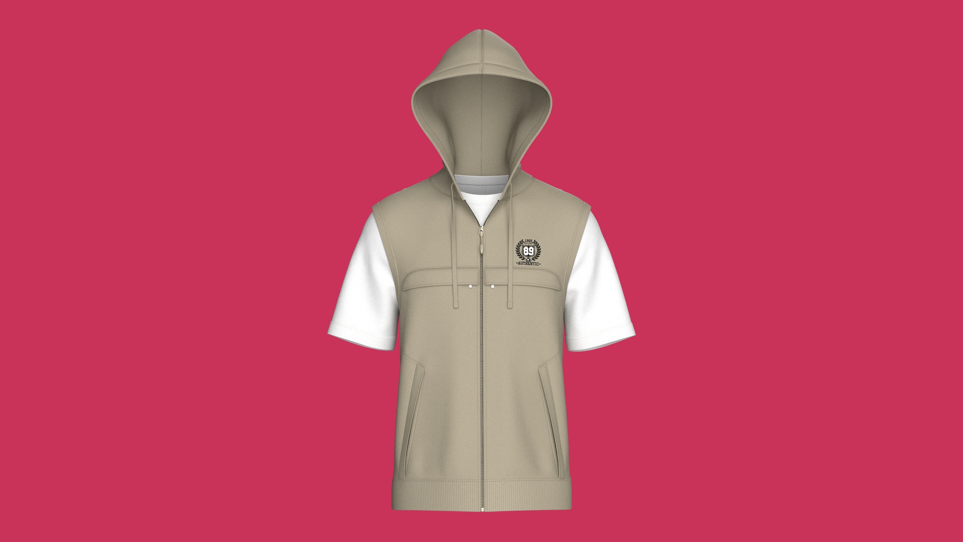 Media 1 for listing Men Zip Up Short - Sleeve Hoodie With Tshirt | High Poly