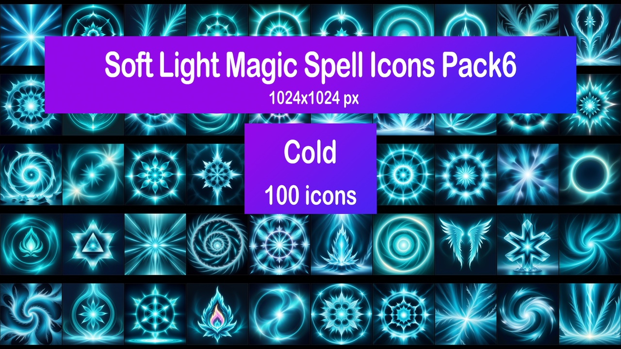Media 1 for listing Soft Light Magic Spell Icons Pack6 - Cold