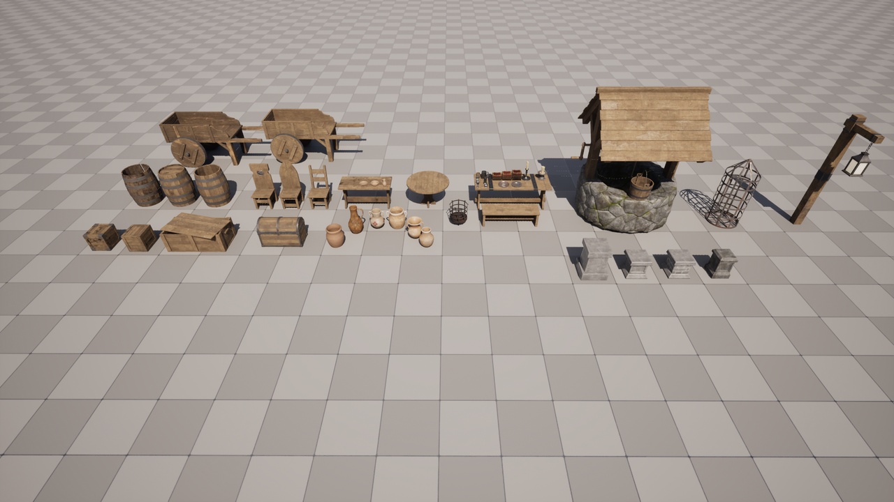 Media 1 for listing Medieval Village Props – Furniture, Containers & Clutter