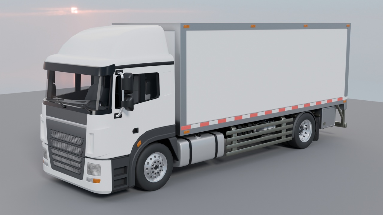 Media 1 for listing Cargo Box Truck 3D Model – Game Ready Interior, Openable Doors & Custom Branding