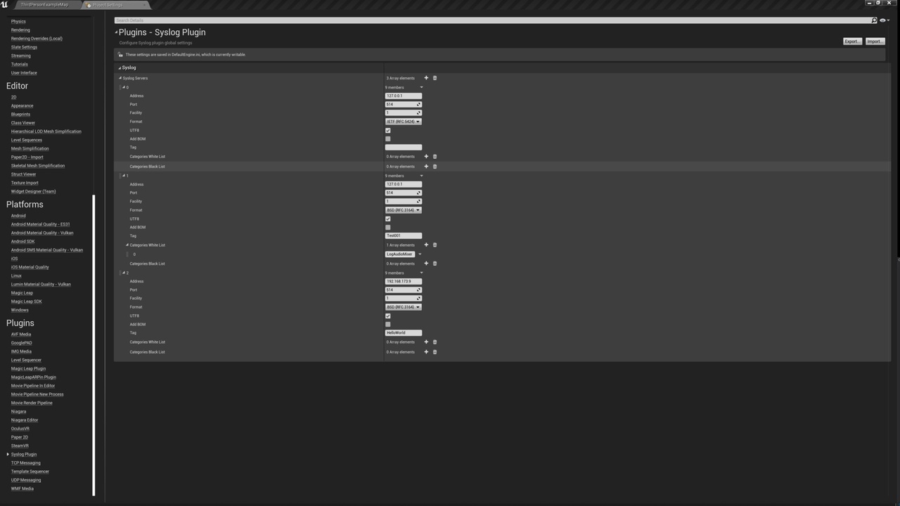 Media 1 for listing UnrealSyslog