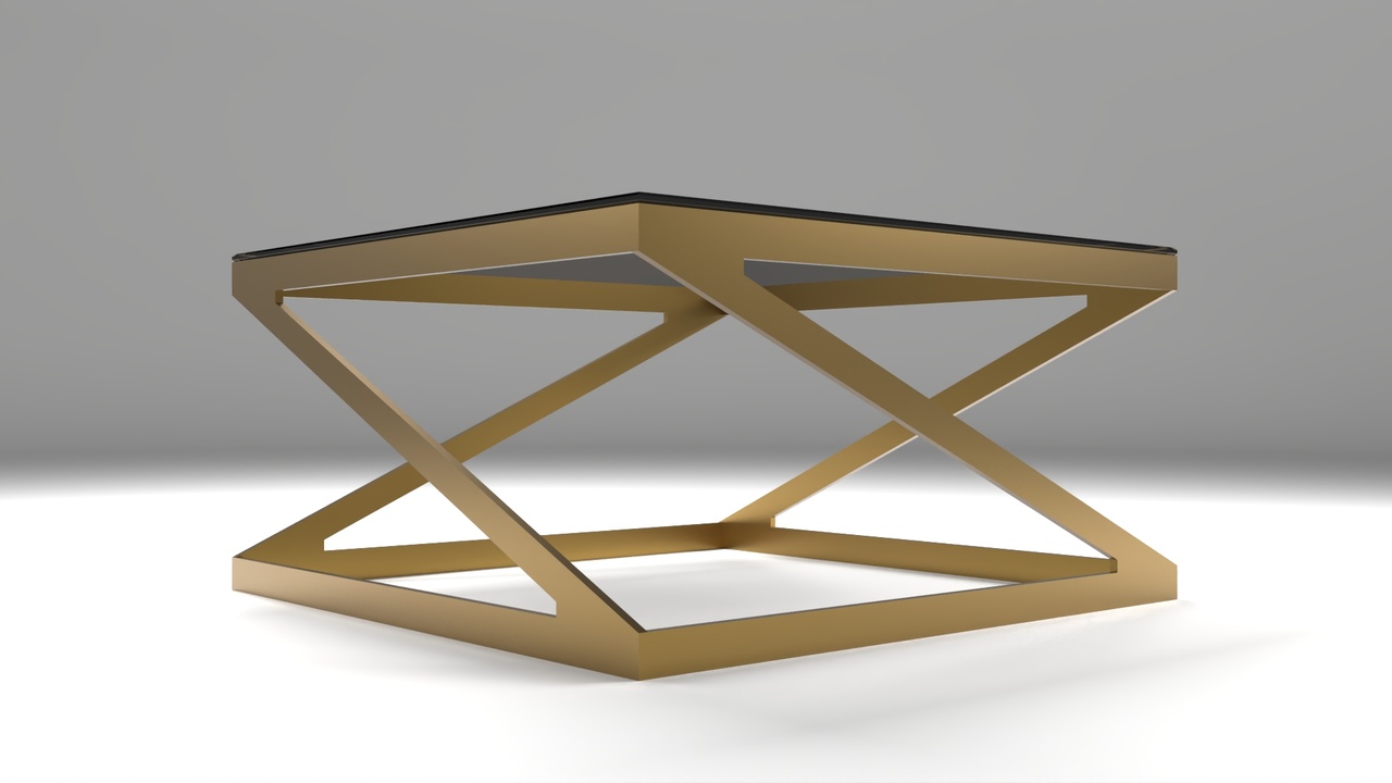 Media 1 for listing golden minimalistic coffee table with black glass