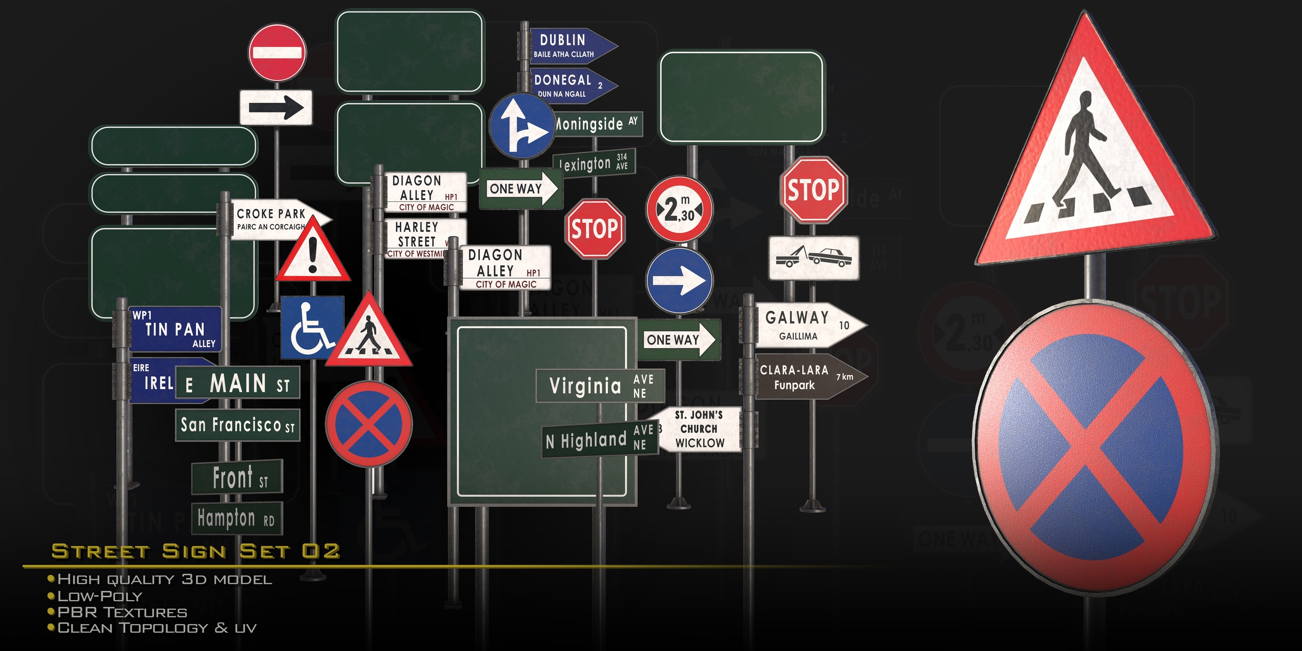 Media 1 for listing Street And Road Sign-Set 02/LowPoly/GameReady