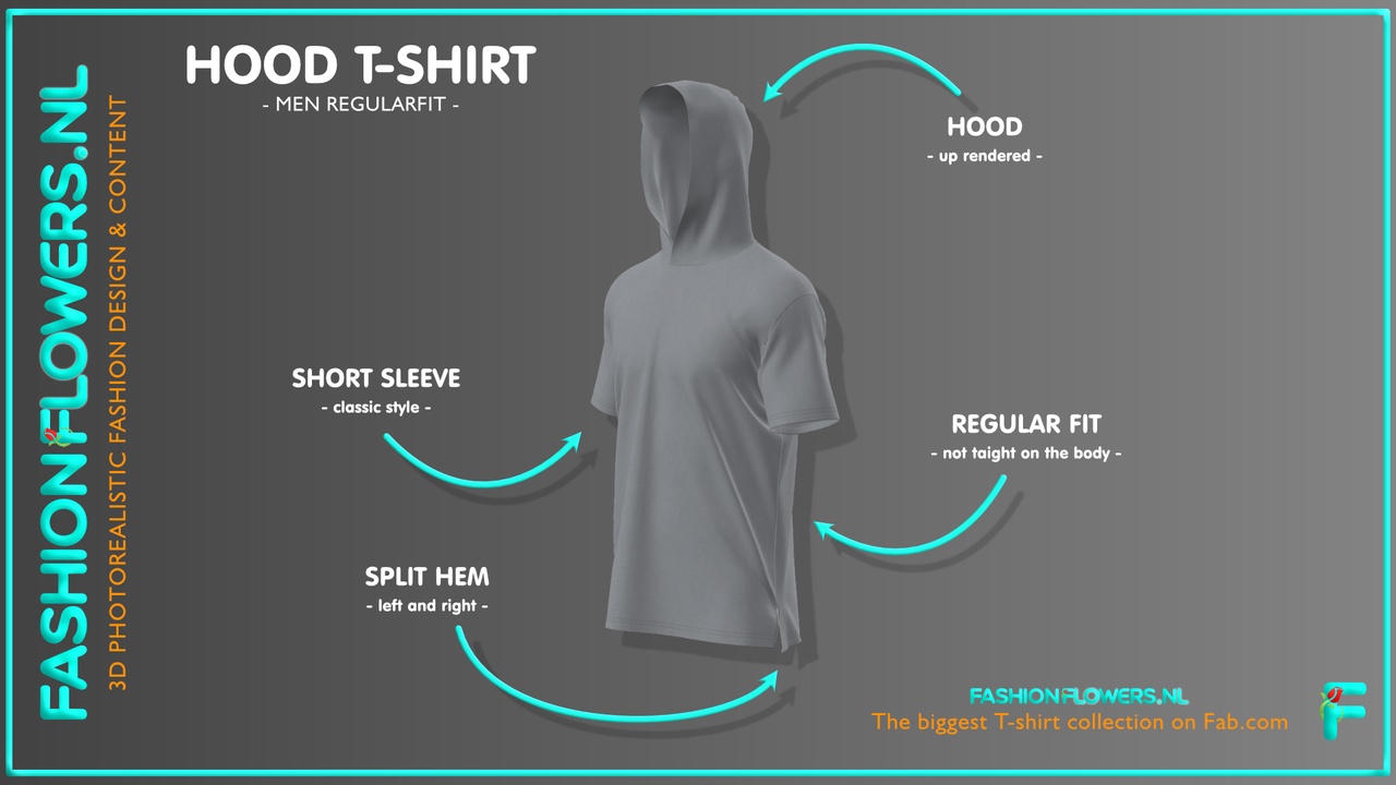 Media 1 for listing Gray Colour Hooded T-Shirt | Short Sleeve Tshirt | Side Seam Splits | Cowl Shirt