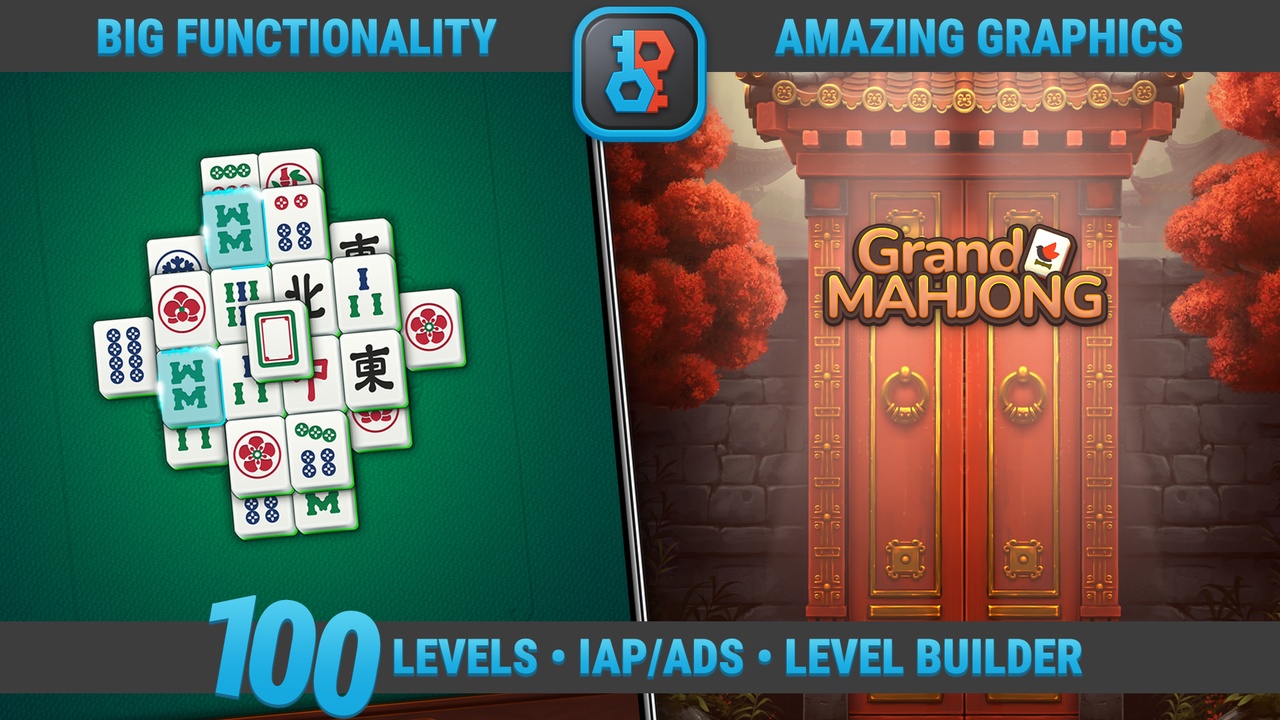 Multimedia 1 para anuncio MK Mahjong Solitaire Kit • Tile Match Game Template