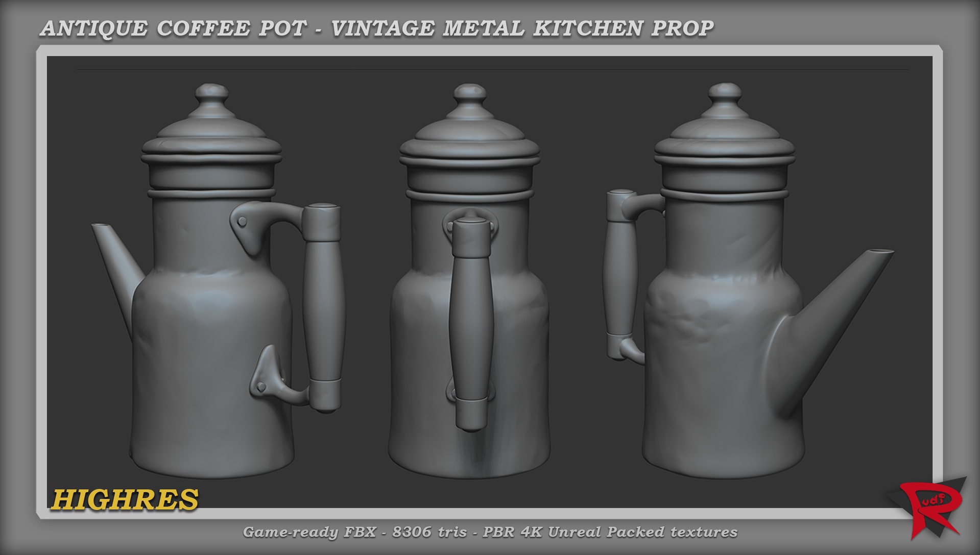 Media 1 for listing Antique Coffee Pot – Vintage Metal Kitchen Prop