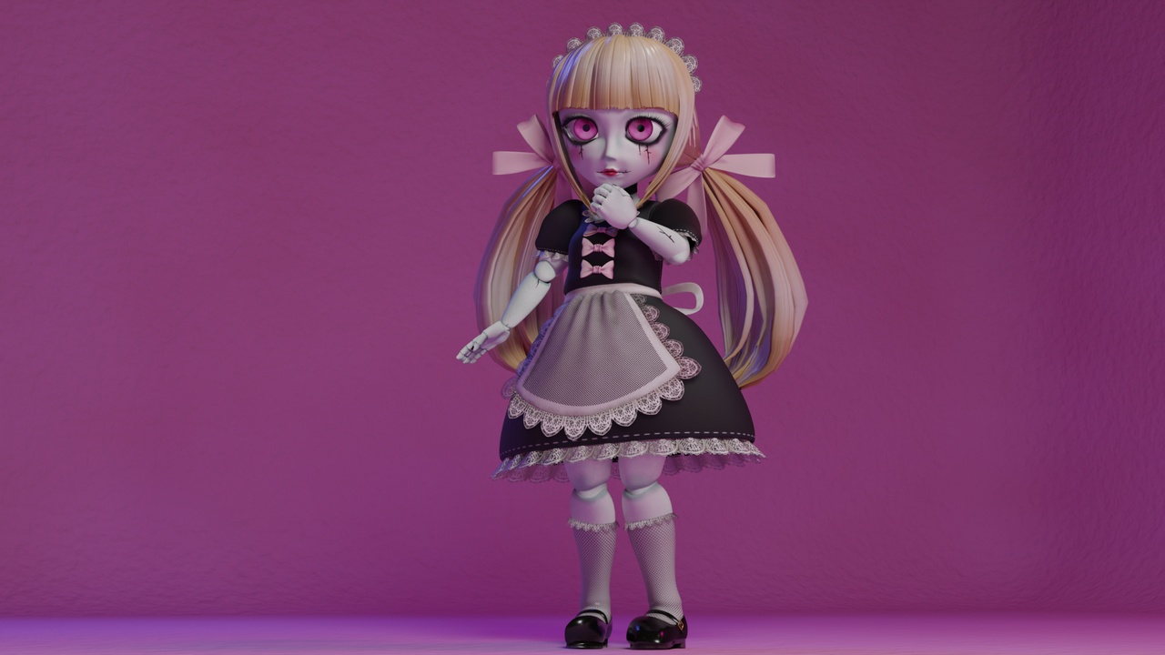 Media 1 for listing Creepy‑Cute Gothic Maid Doll