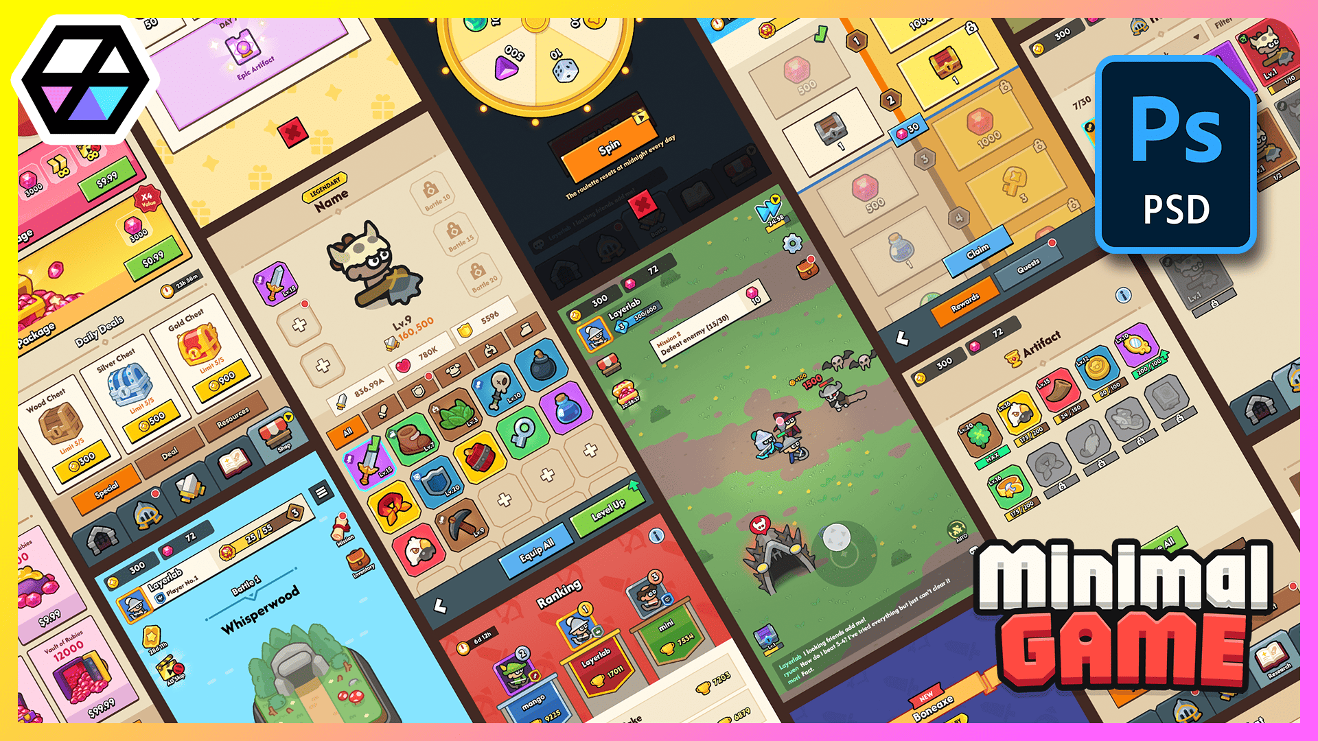 Simplistic Game Hud GUI Pro - Minimal Game Light(+PSD) | Fab