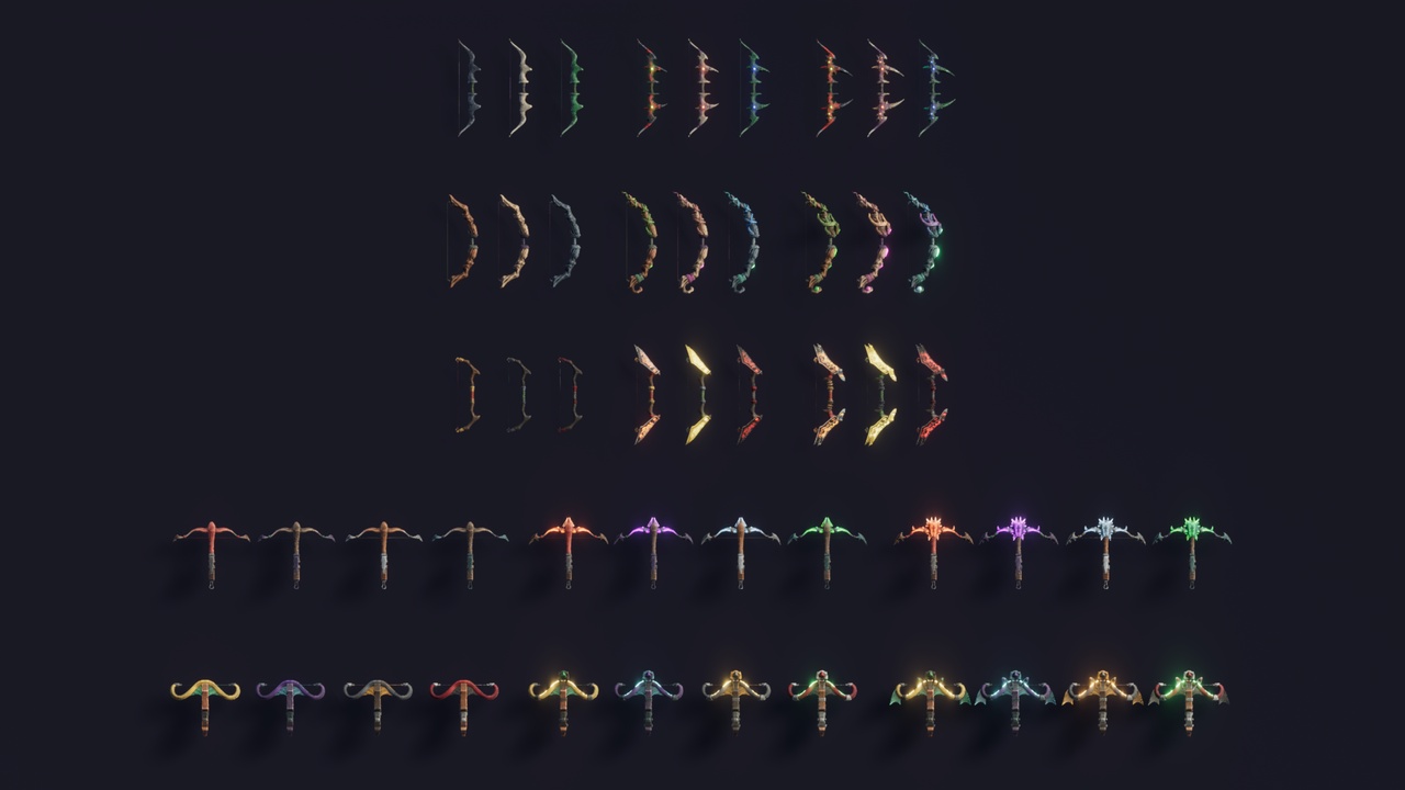 Media 1 for listing Stylized Bows & Crossbows - RPG Weapons