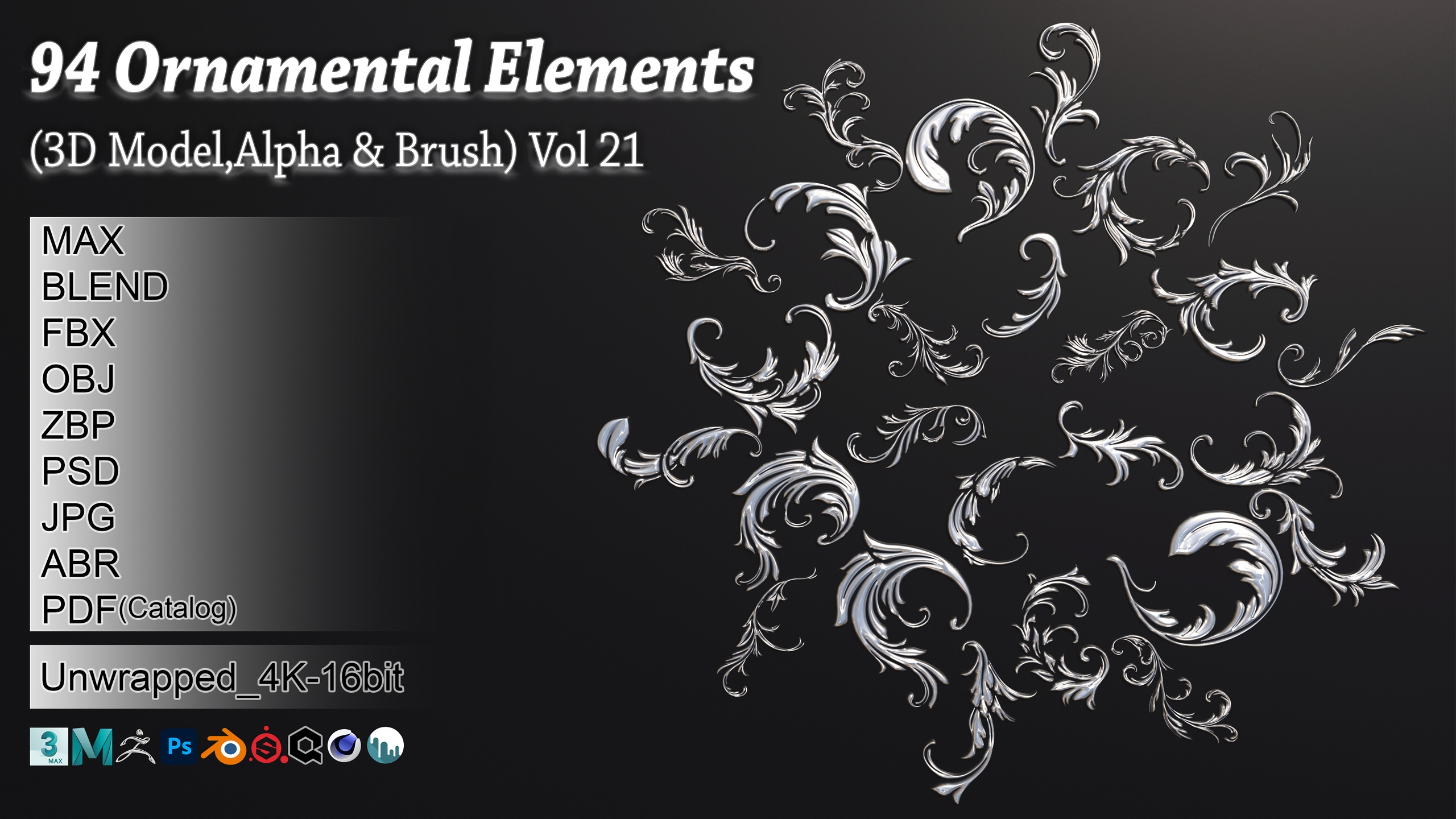 Media 1 for listing 94 Ornamental Elements Brush + Alpha + 3D Model Vol 21