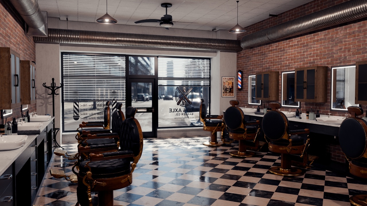 Media 1 for listing Barber Shop Interior Environment - Blender Scene