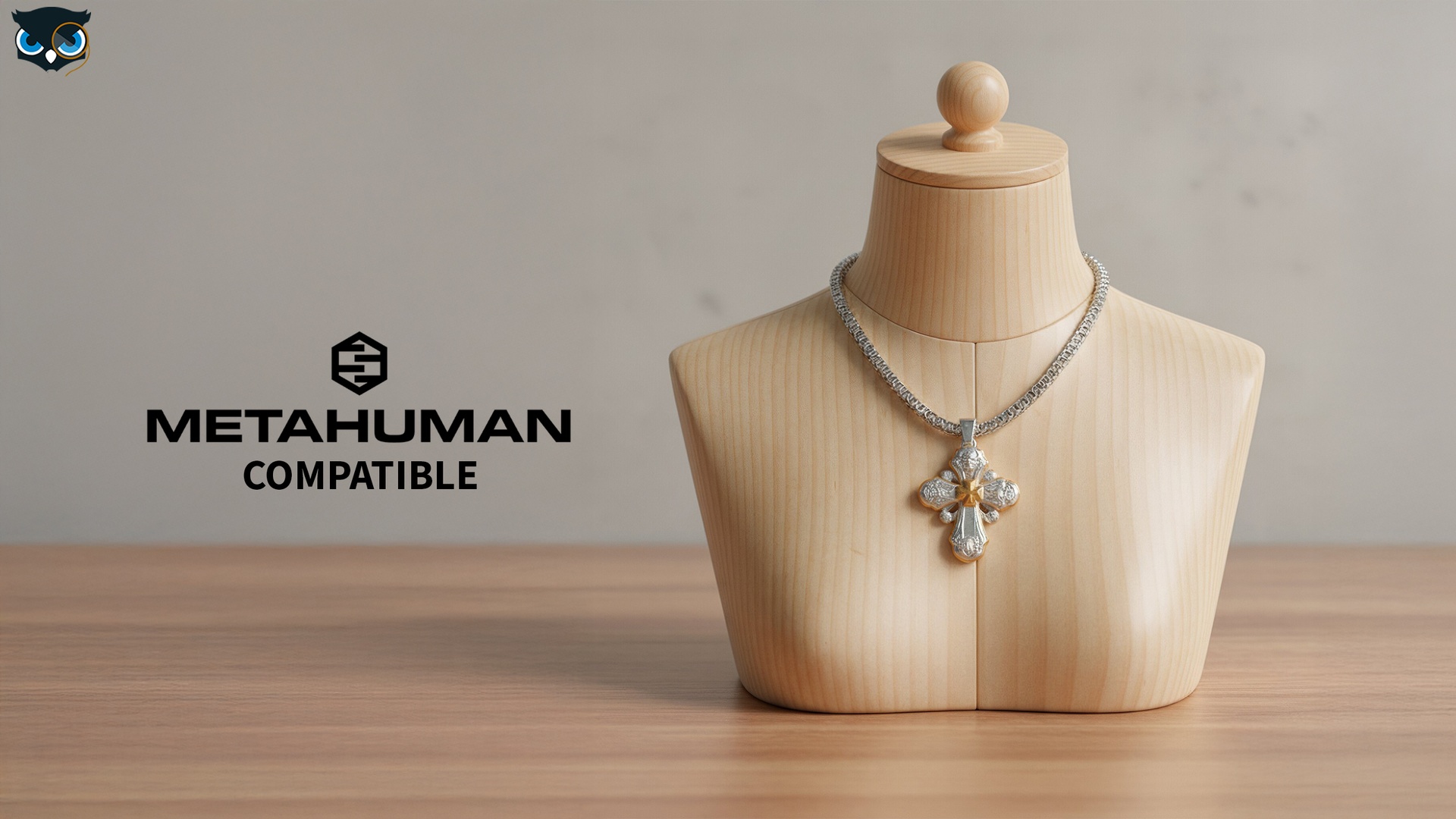 Media 1 for listing Cross Pendant Necklace Silver and Gold MetaHuman Compatible