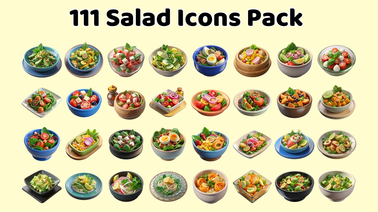 商品 111 Salad Icons Collection - Transparent Background 的媒体 1