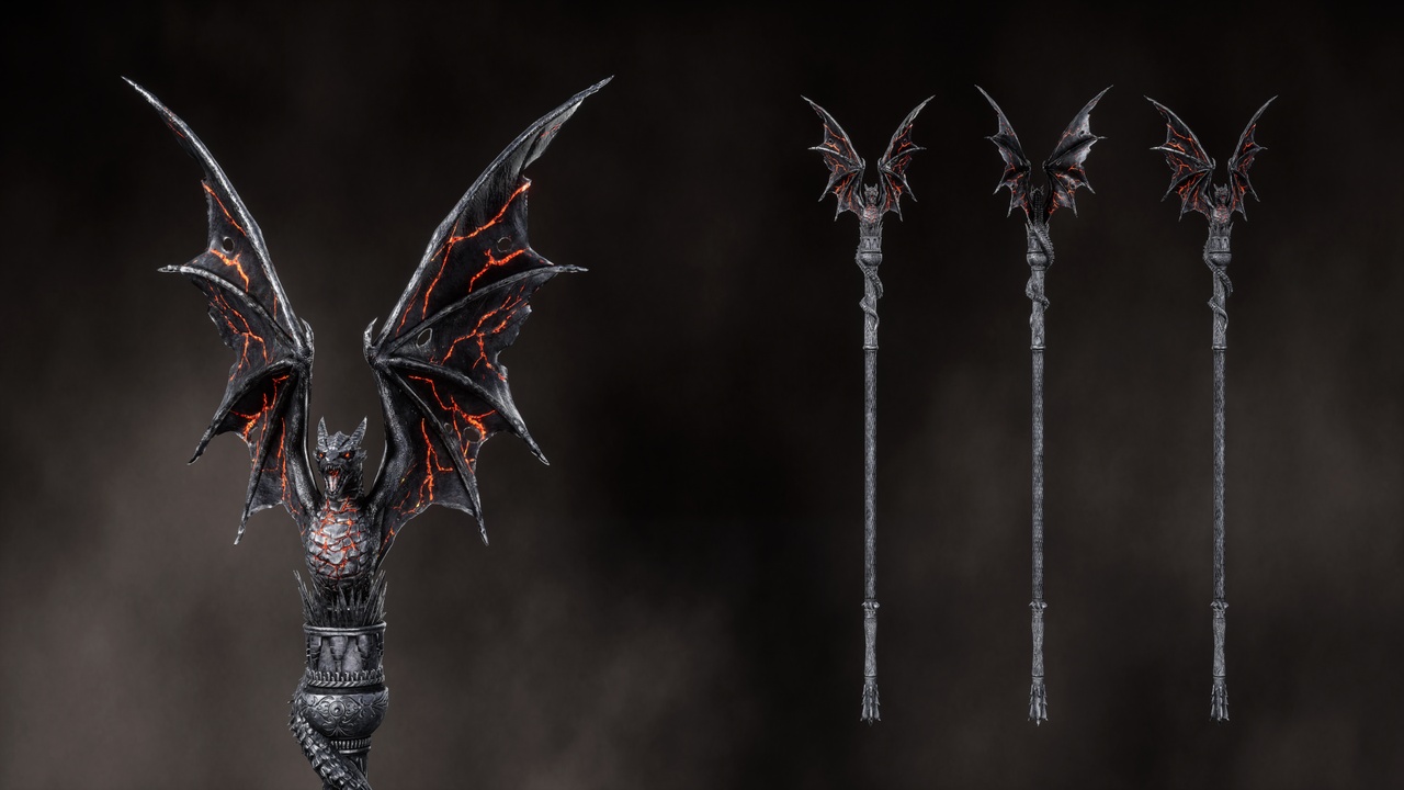 Media 1 for listing Dragon Staff - Dark Fantasy Magic staff
