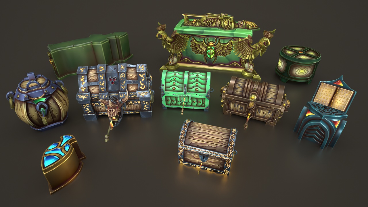 Media 1 for listing Stylized LowPoly Fantasy Chests Pack | 3D Game Ready