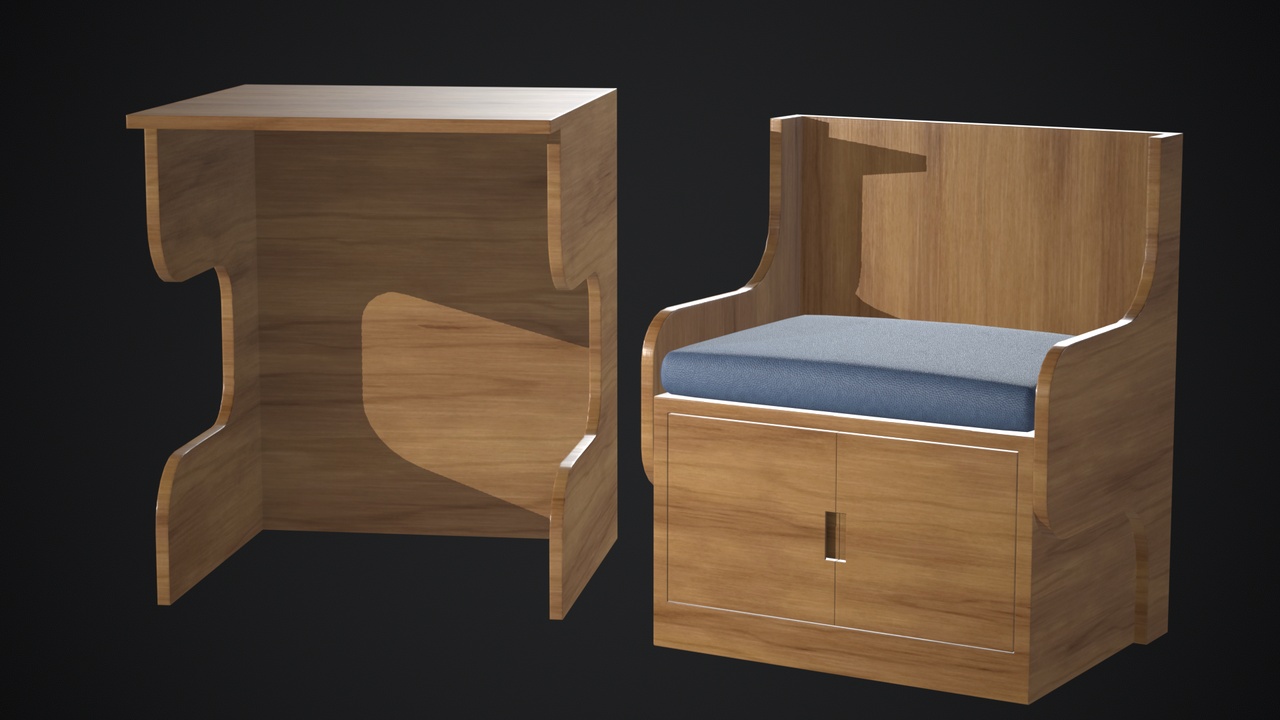 Media 1 for listing Modern Wooden Foldable Desk and Chair Set