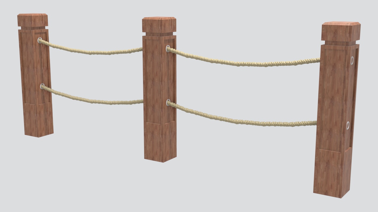Media 1 for listing Wood Post and Rope Railing for Garden Walkway 3D Model