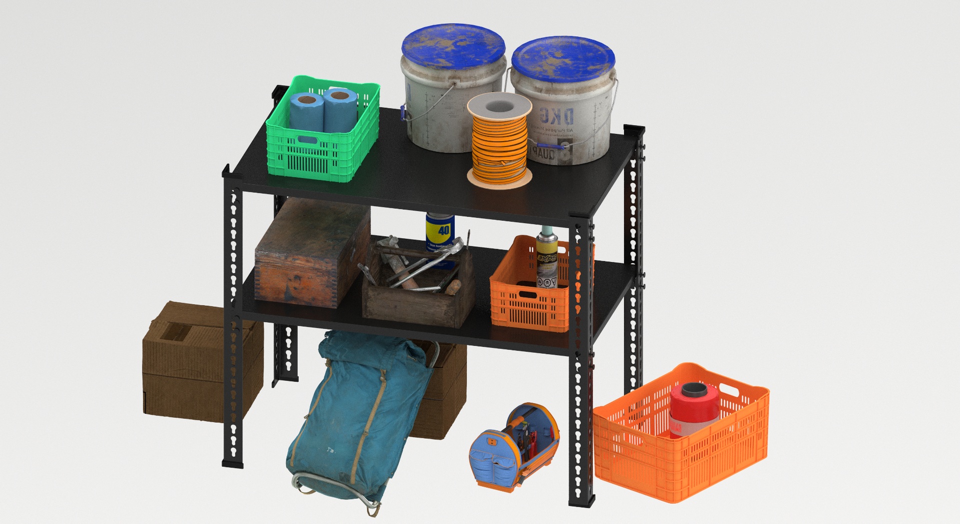 Media 1 for listing Industrial Storage Rack Set with Garage & Workshop Props