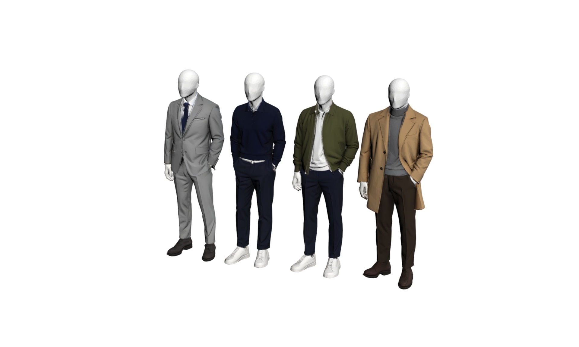 Media 1 for listing 4 Mens Fashion Mannequins Collection Clothing Display Models Pack 2
