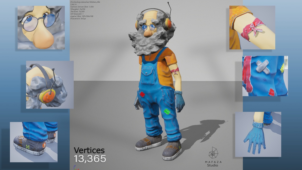 Media 1 for listing Stylized OldMan Worker