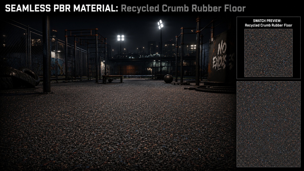 Media 1 for listing Rubber & Industrial Flooring Gym Mat Materials - 10 Seamless 4K PBR Textures