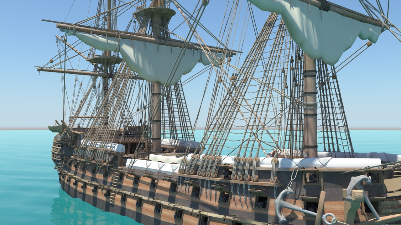 Media 1 for listing HMS Wellesley – Historic Tall Ship 3D Model