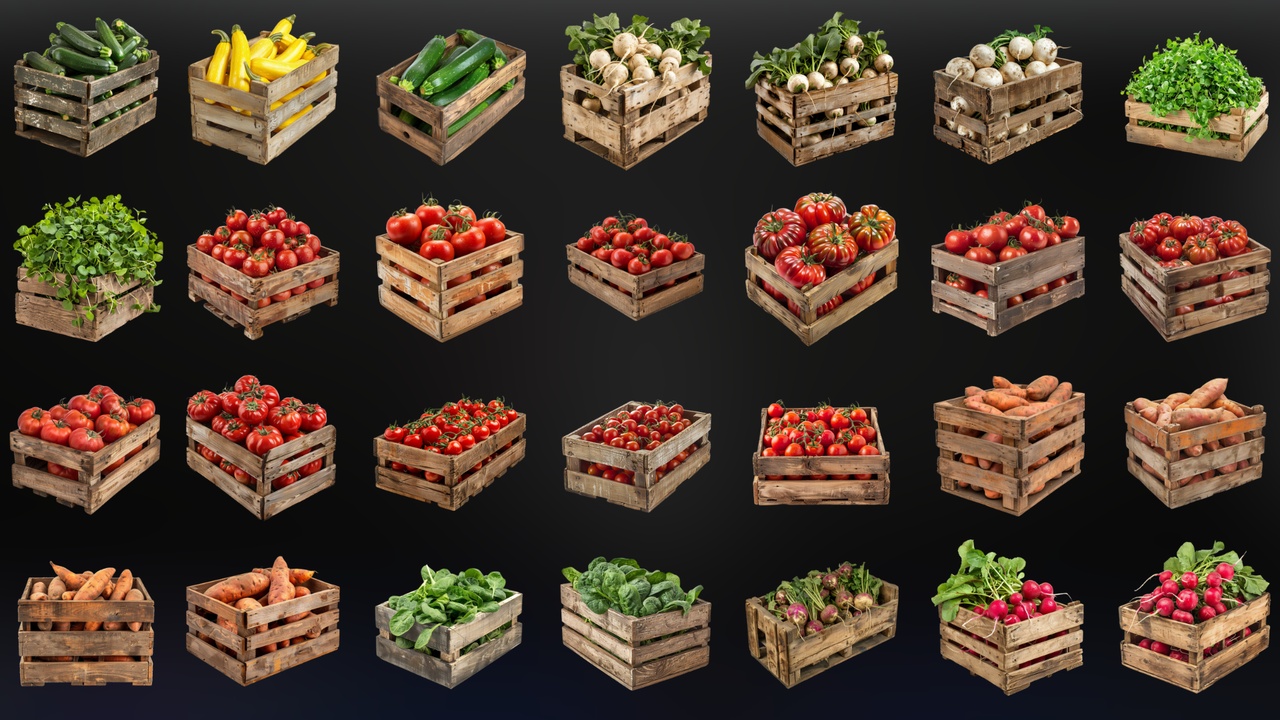Media 1 for listing Vegetables in Crate - Icon Pack