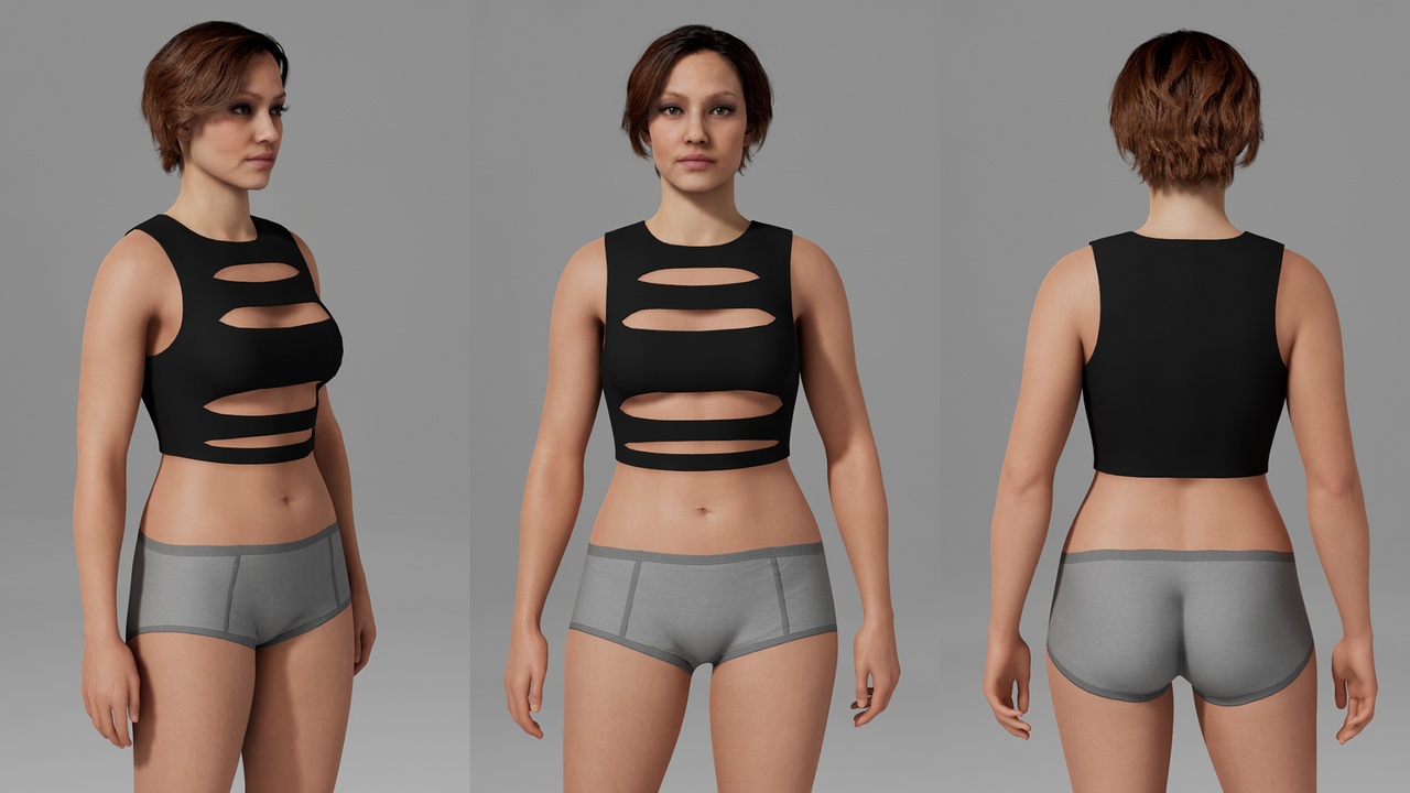 Media 1 for listing Cutout Crop Top for MetaHuman - Parametric