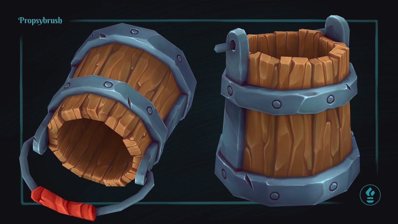 Media 1 for listing Low Poly Stylized Bucket – Hand-Painted Game-Ready 3D Asset