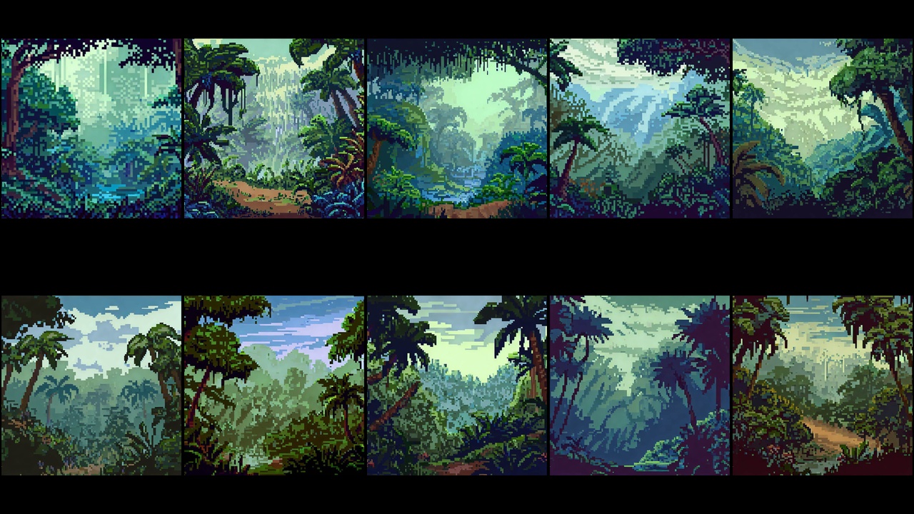 Media 1 for listing Pixel Art Backgrounds: Tropical Jungle 1