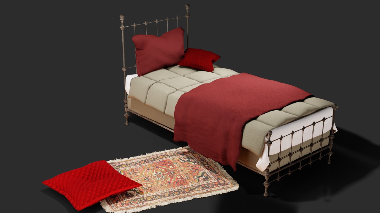 Media 1 for listing Old rusted metal bed with blankets