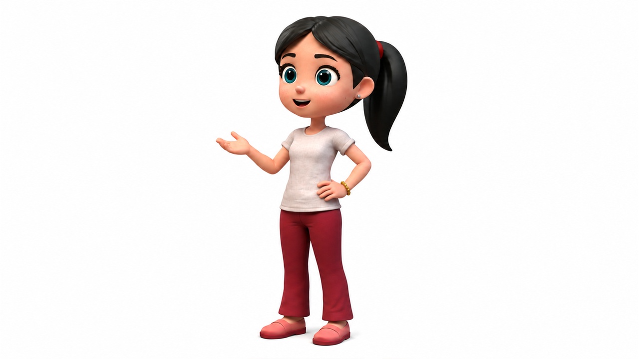 Media 1 for listing Stylized Cute Cartoon Girl Character Game Ready - Rigged and Animated