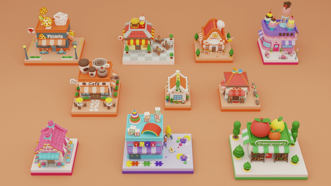 File multimediali per l'articolo Cartoon Stores / Eateries Islands Exteriors: 1